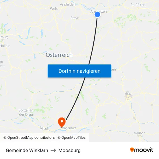 Gemeinde Winklarn to Moosburg map