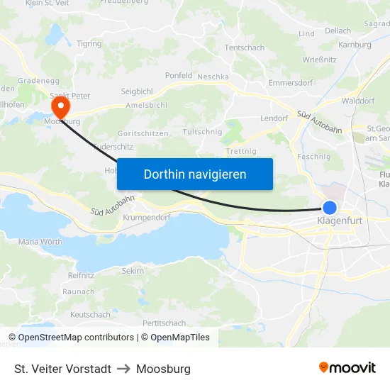 St. Veiter Vorstadt to Moosburg map