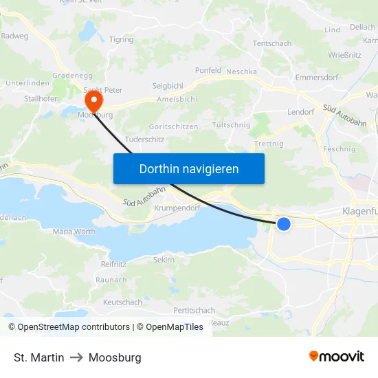 St. Martin to Moosburg map