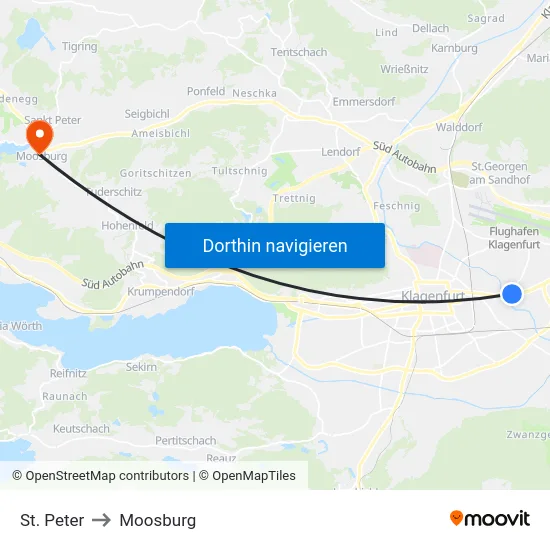 St. Peter to Moosburg map