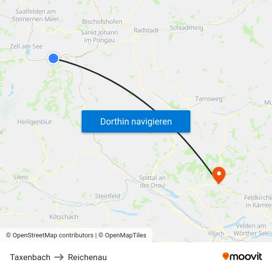 Taxenbach to Reichenau map