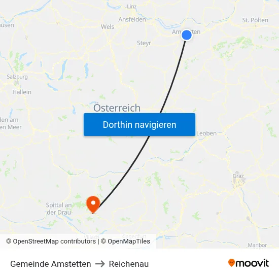 Gemeinde Amstetten to Reichenau map