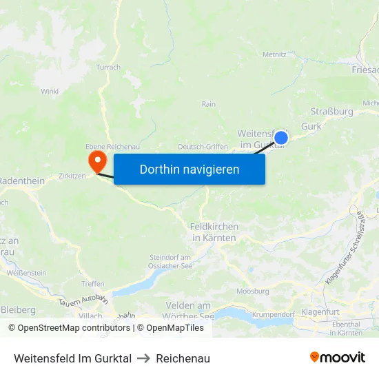 Weitensfeld Im Gurktal to Reichenau map