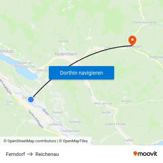 Ferndorf to Reichenau map