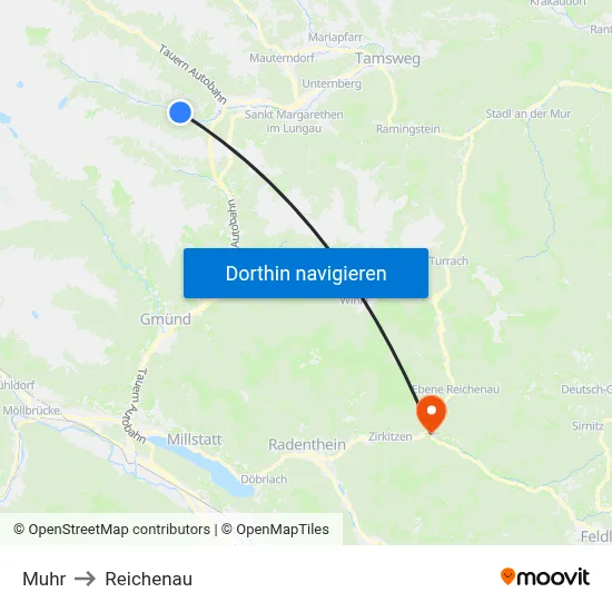 Muhr to Reichenau map