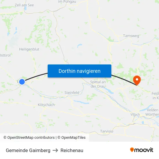 Gemeinde Gaimberg to Reichenau map