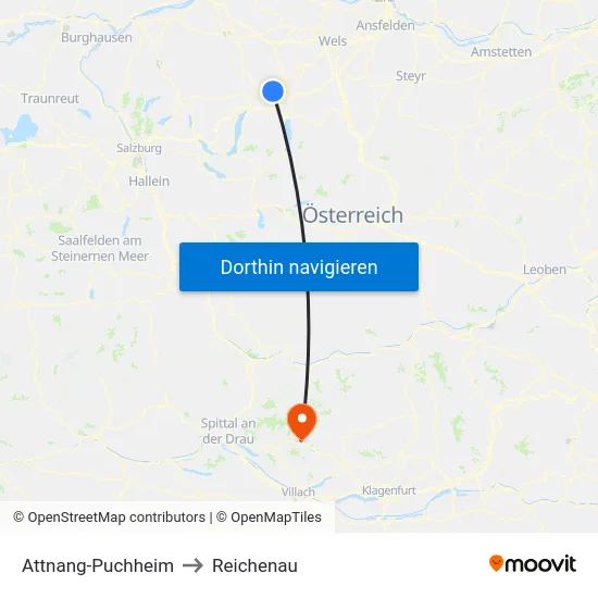 Attnang-Puchheim to Reichenau map