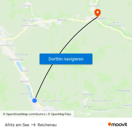 Afritz am See to Reichenau map
