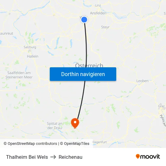 Thalheim Bei Wels to Reichenau map