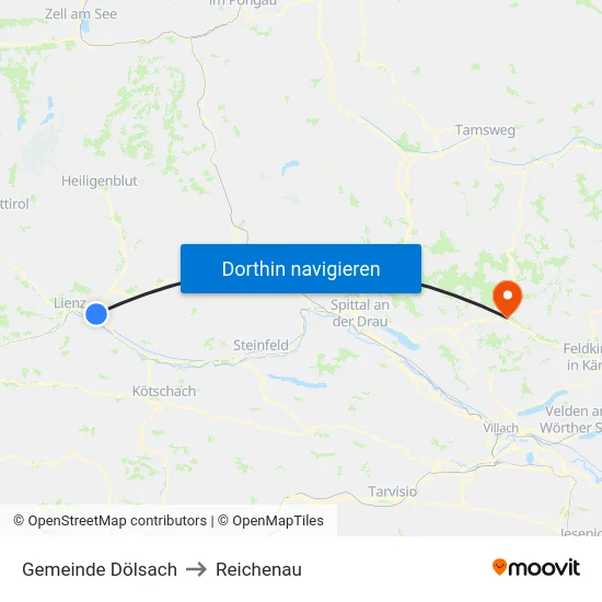 Gemeinde Dölsach to Reichenau map