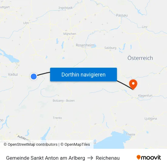 Gemeinde Sankt Anton am Arlberg to Reichenau map