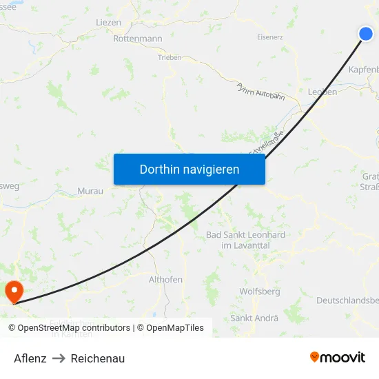 Aflenz to Reichenau map