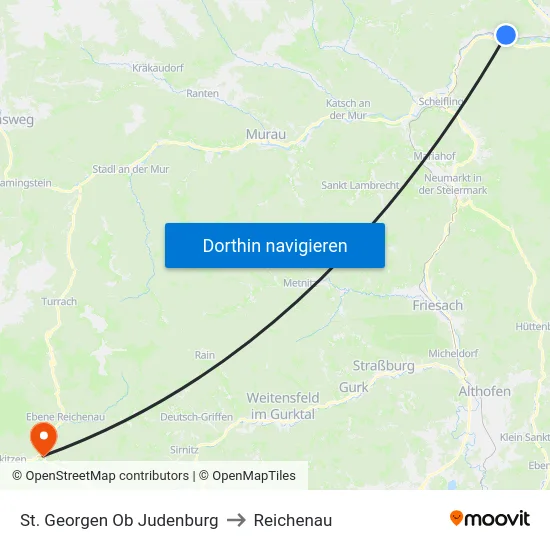 St. Georgen Ob Judenburg to Reichenau map