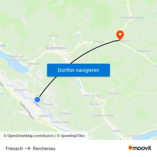 Fresach to Reichenau map