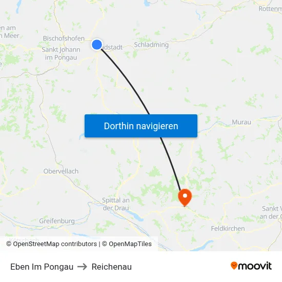 Eben Im Pongau to Reichenau map