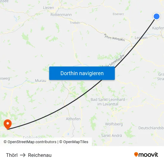 Thörl to Reichenau map