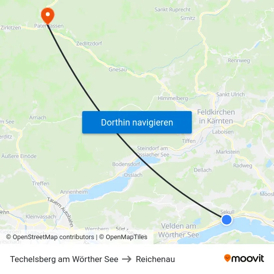 Techelsberg am Wörther See to Reichenau map
