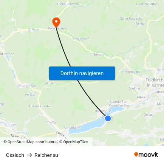 Ossiach to Reichenau map