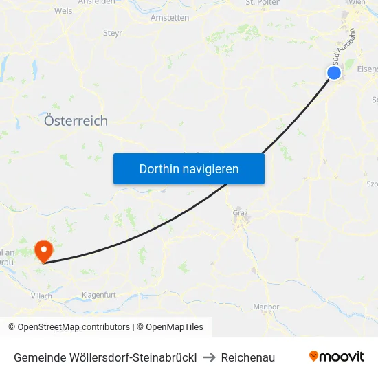 Gemeinde Wöllersdorf-Steinabrückl to Reichenau map