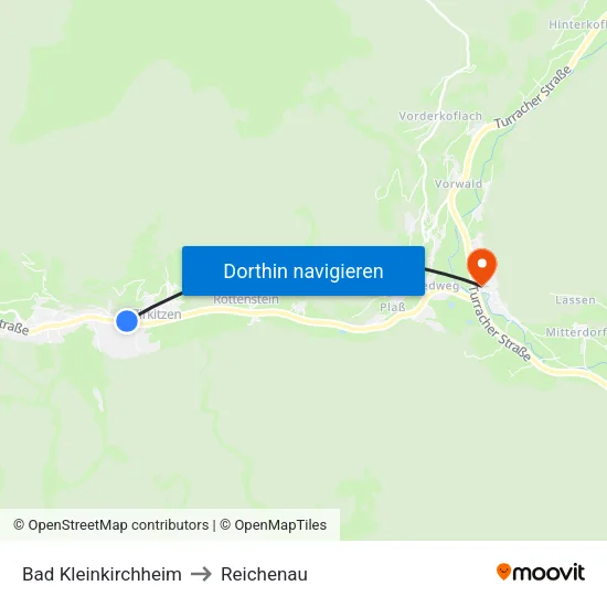 Bad Kleinkirchheim to Reichenau map