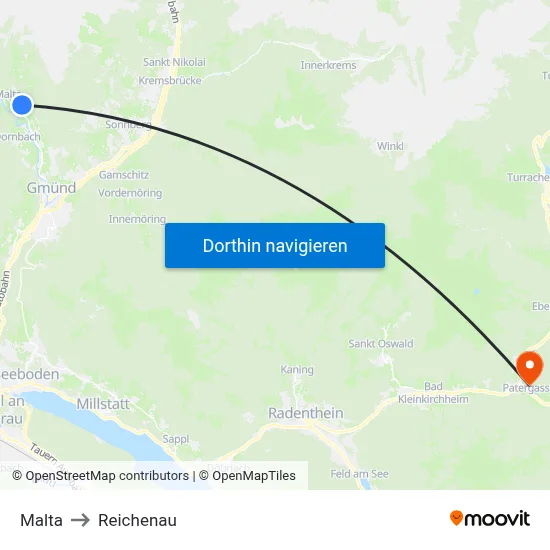 Malta to Reichenau map