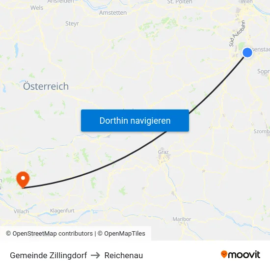 Gemeinde Zillingdorf to Reichenau map