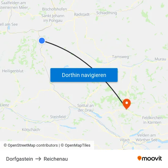 Dorfgastein to Reichenau map