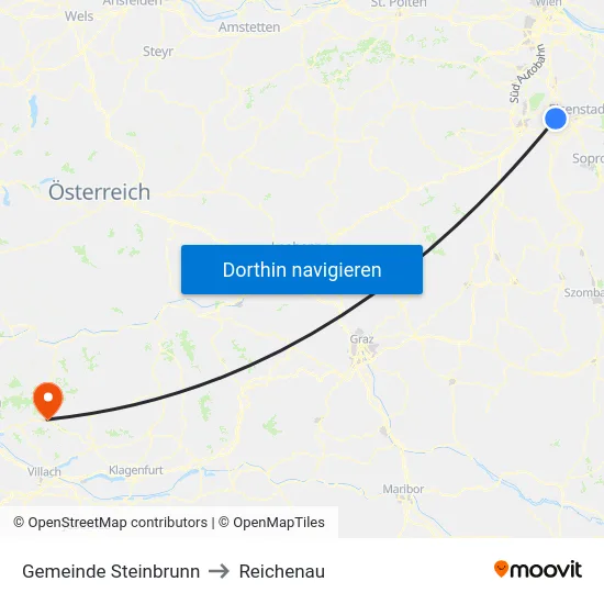 Gemeinde Steinbrunn to Reichenau map