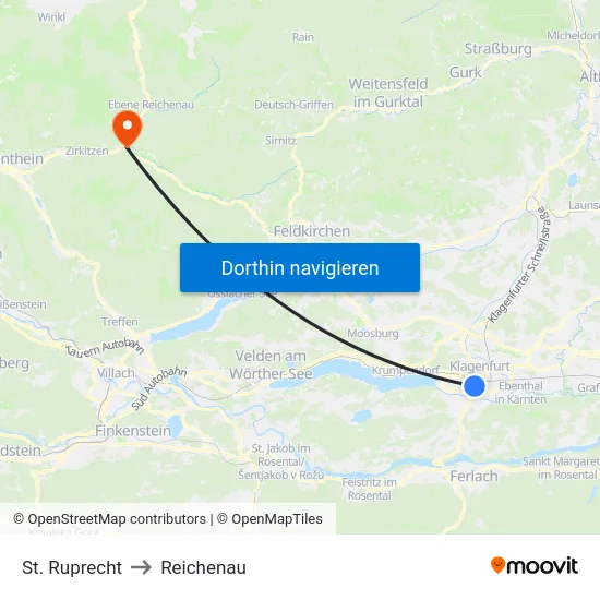 St. Ruprecht to Reichenau map