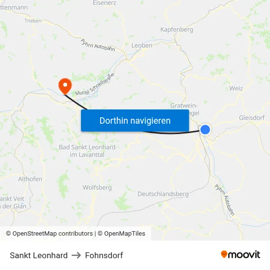 Sankt Leonhard to Fohnsdorf map
