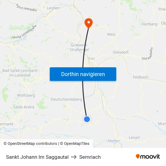 Sankt Johann Im Saggautal to Semriach map
