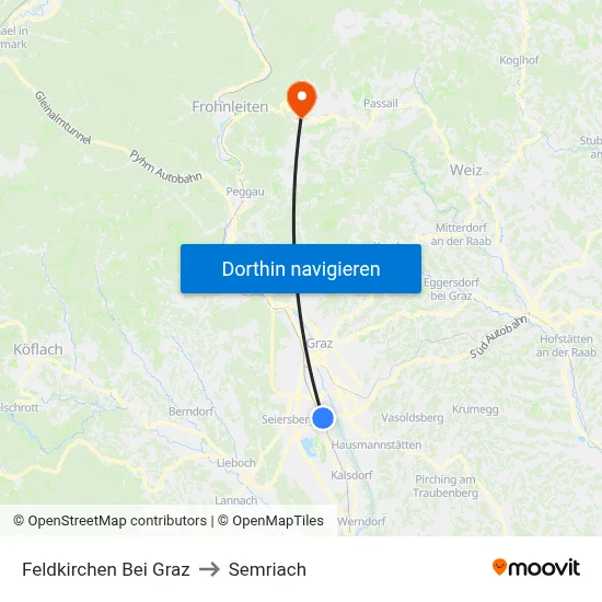 Feldkirchen Bei Graz to Semriach map