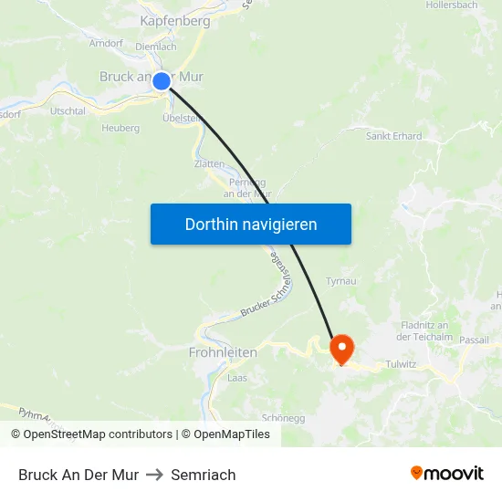 Bruck An Der Mur to Semriach map