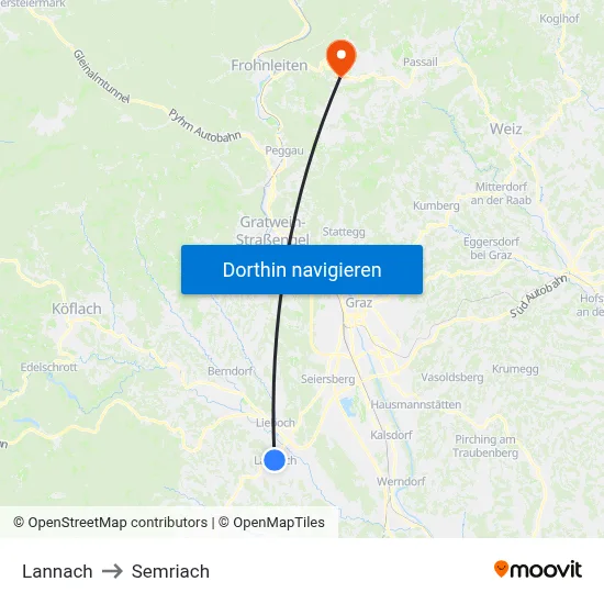 Lannach to Semriach map