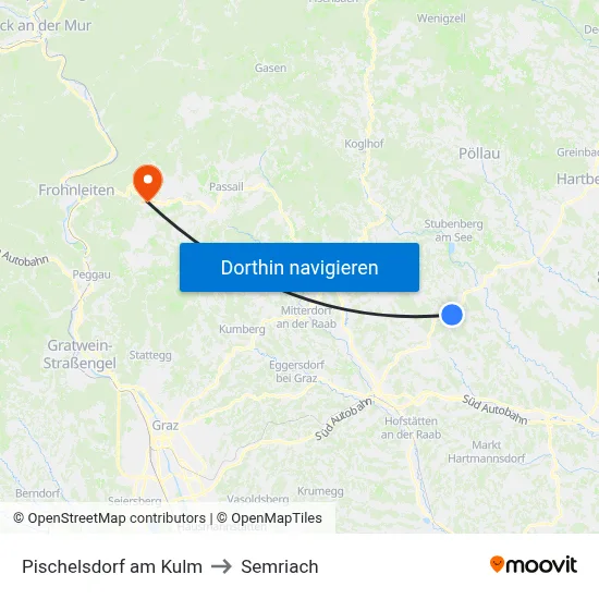Pischelsdorf am Kulm to Semriach map