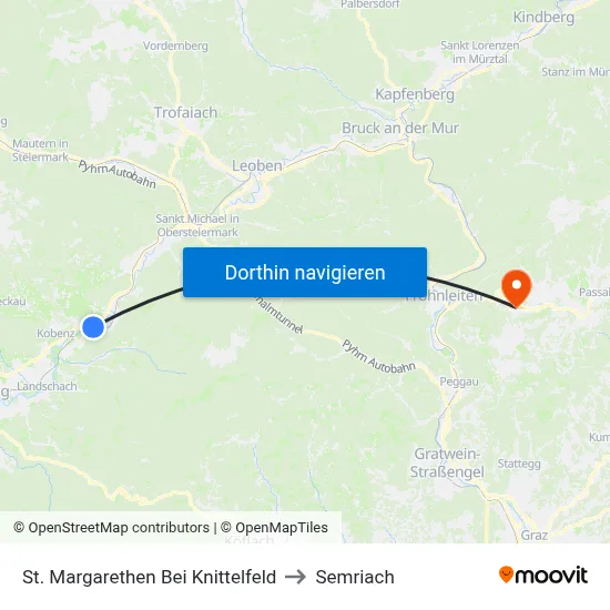 St. Margarethen Bei Knittelfeld to Semriach map