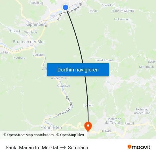 Sankt Marein Im Mürztal to Semriach map