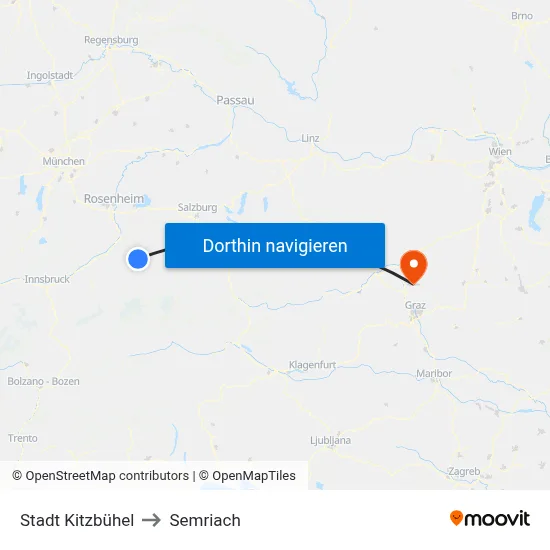 Stadt Kitzbühel to Semriach map