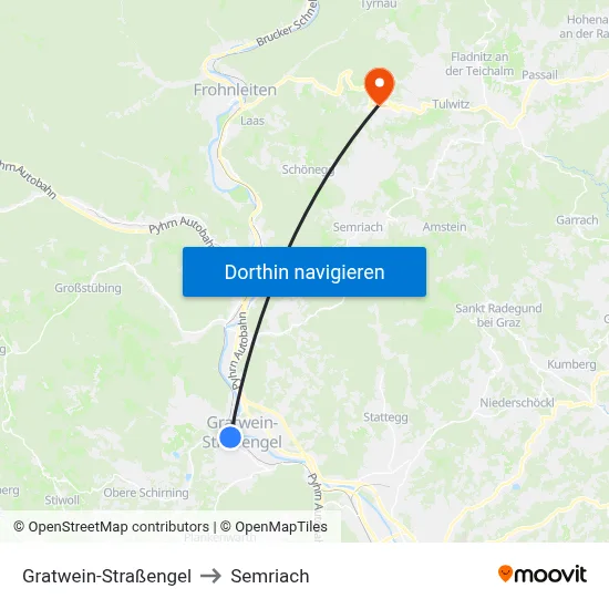 Gratwein-Straßengel to Semriach map