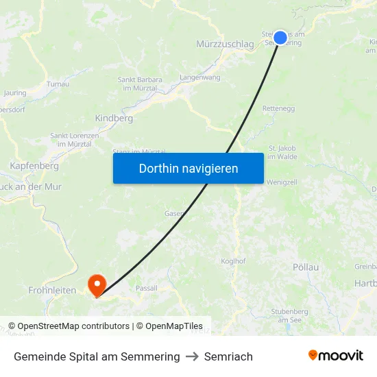 Gemeinde Spital am Semmering to Semriach map