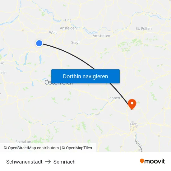 Schwanenstadt to Semriach map