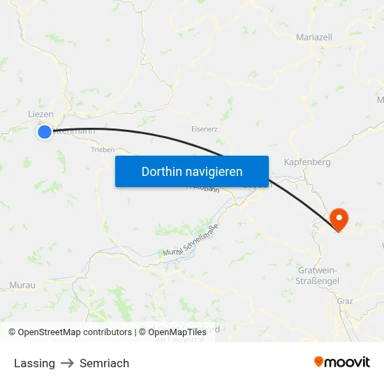 Lassing to Semriach map