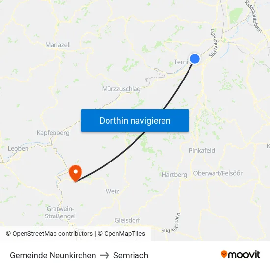 Gemeinde Neunkirchen to Semriach map