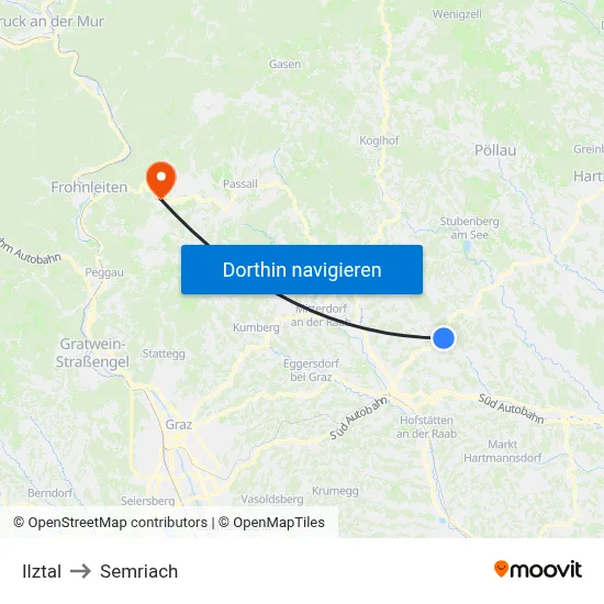 Ilztal to Semriach map