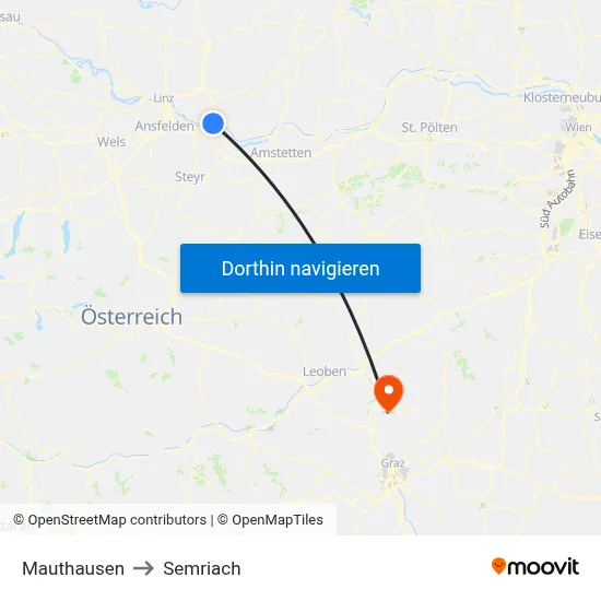 Mauthausen to Semriach map