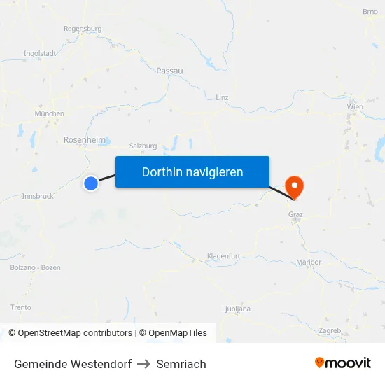 Gemeinde Westendorf to Semriach map