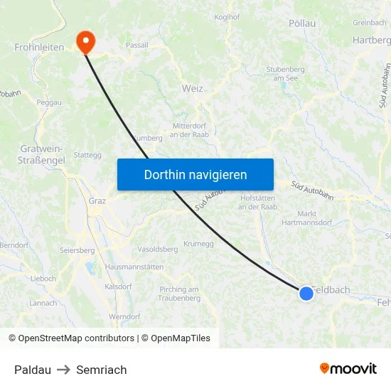 Paldau to Semriach map