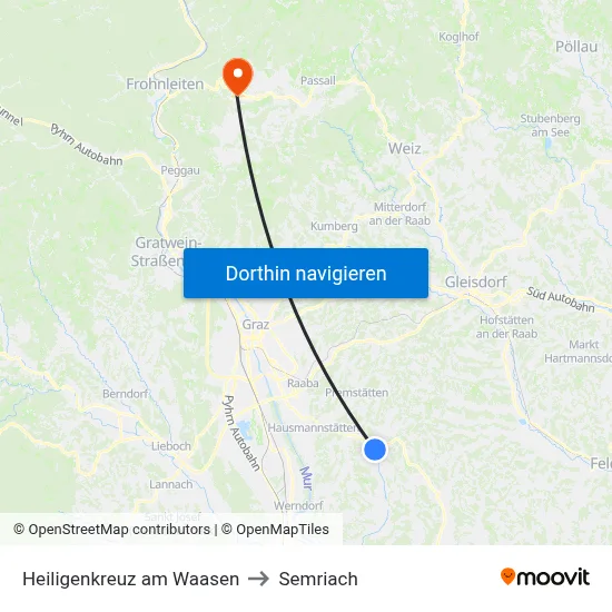 Heiligenkreuz am Waasen to Semriach map