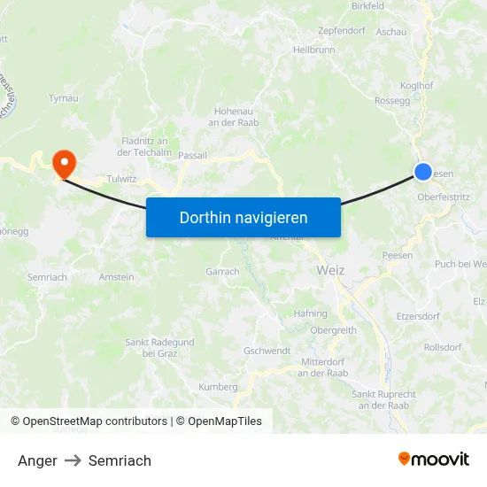 Anger to Semriach map