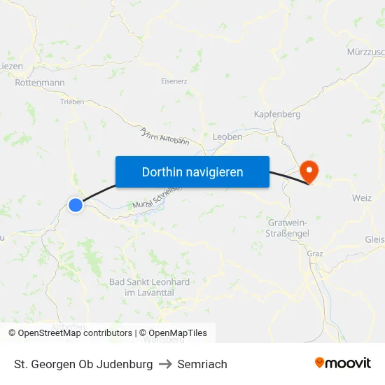St. Georgen Ob Judenburg to Semriach map